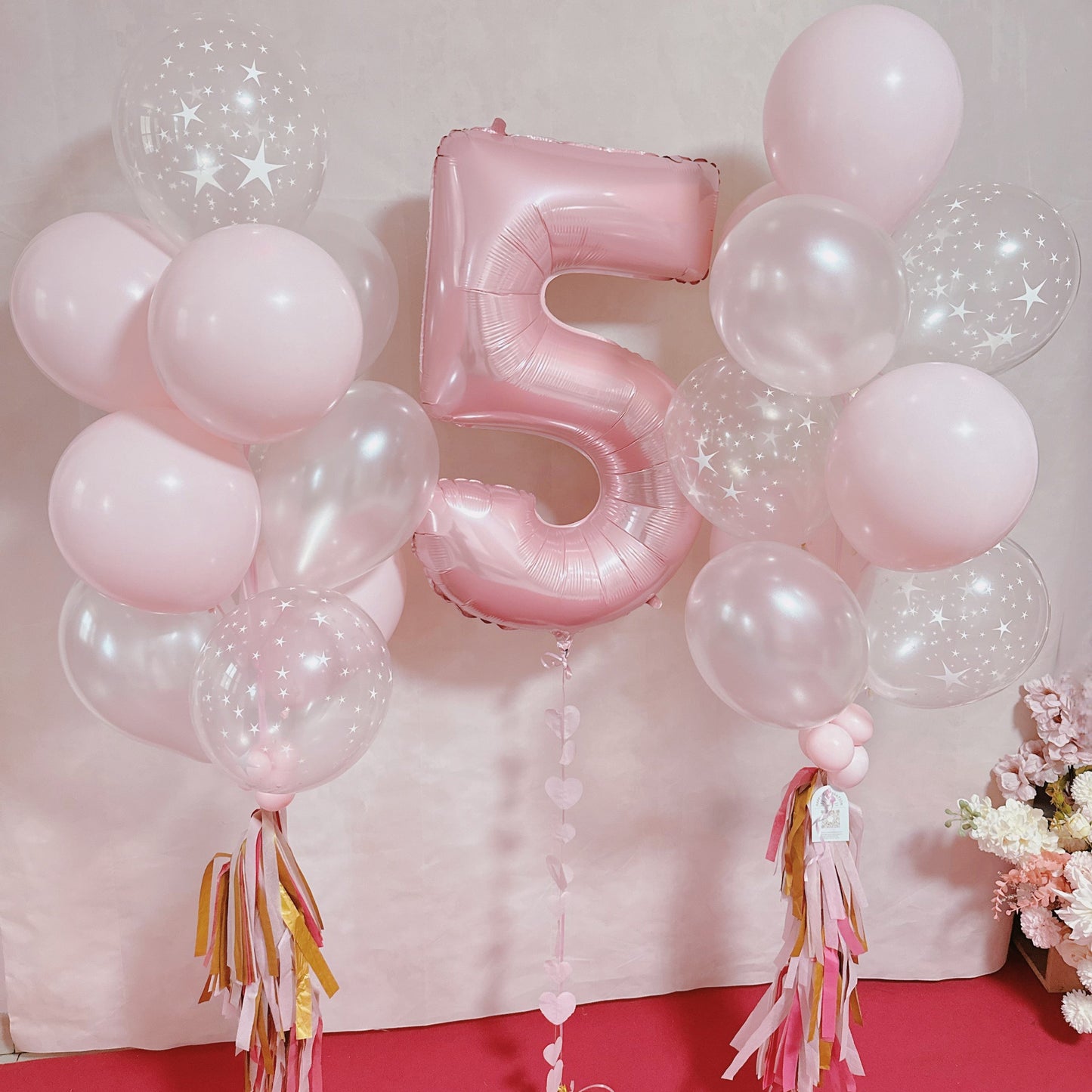 MIX DE BALLONS EN LATEX THÈMATIQUE ROSE (LOT DE 12)