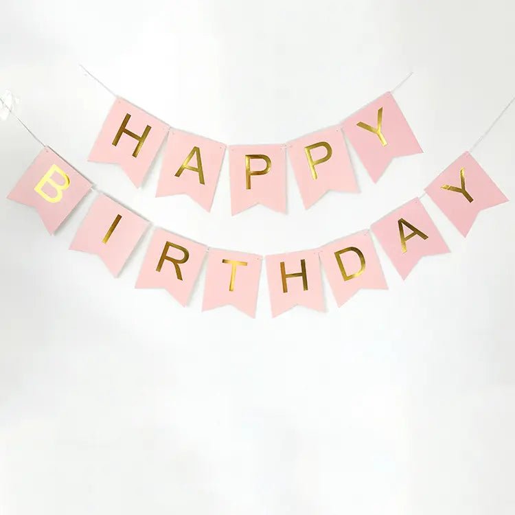 BANNIÈRE D'ANNIVERSAIRE OR ET ROSE