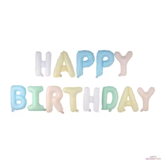 KIT DE BALLONS  HAPPY BIRTHDAY COULEURS PASTEL