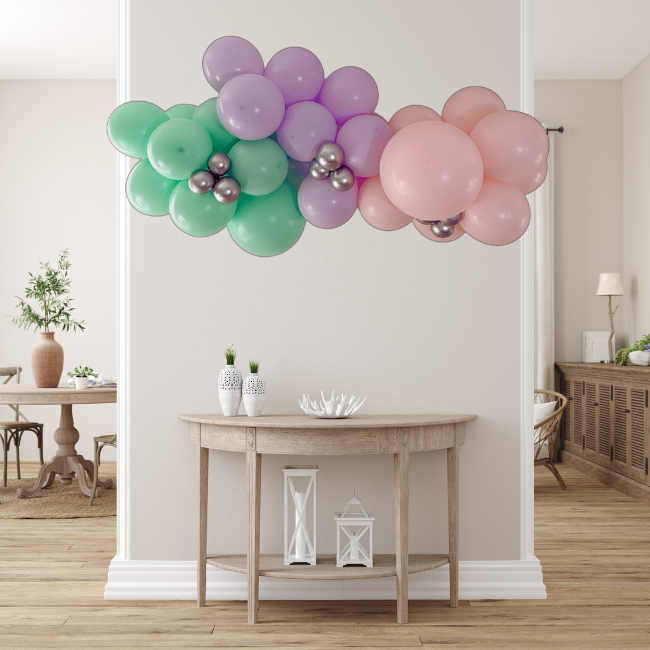 KIT GUIRLANDE DE BALLONS PASTEL – DÉCORATION THÈME SIRÈNE OU LICORNE