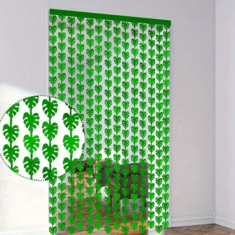 RIDEAU DE FÊTE EN FORME DE FEUILLE TROPICAL  VERTE – IDÉAL POUR ANNIVERSAIRES, FÊTES D’ÉTÉ ET THÈMES JUNGLE
