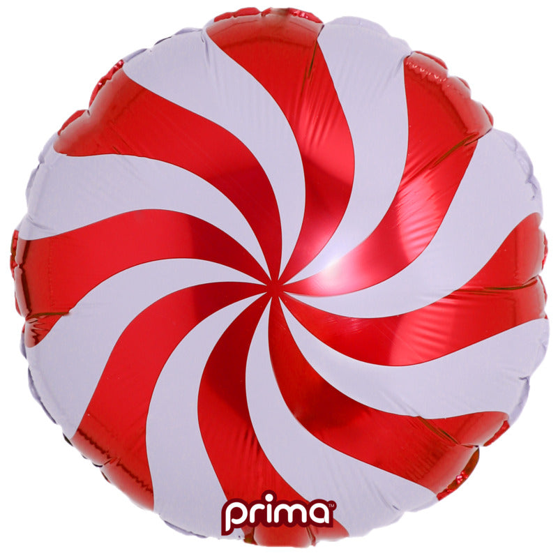 BALLON ALUMINIUM 18" CANDY SWIRL ROUGE – SPÉCIAL NOËL