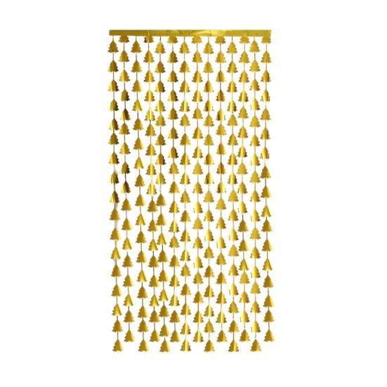 RIDEAU DE FÊTE SAPIN DE NOËL DORÉ