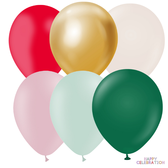 MIX DE BALLONS EN LATEX - SPÉCIAL NOËL (LOT DE 12)