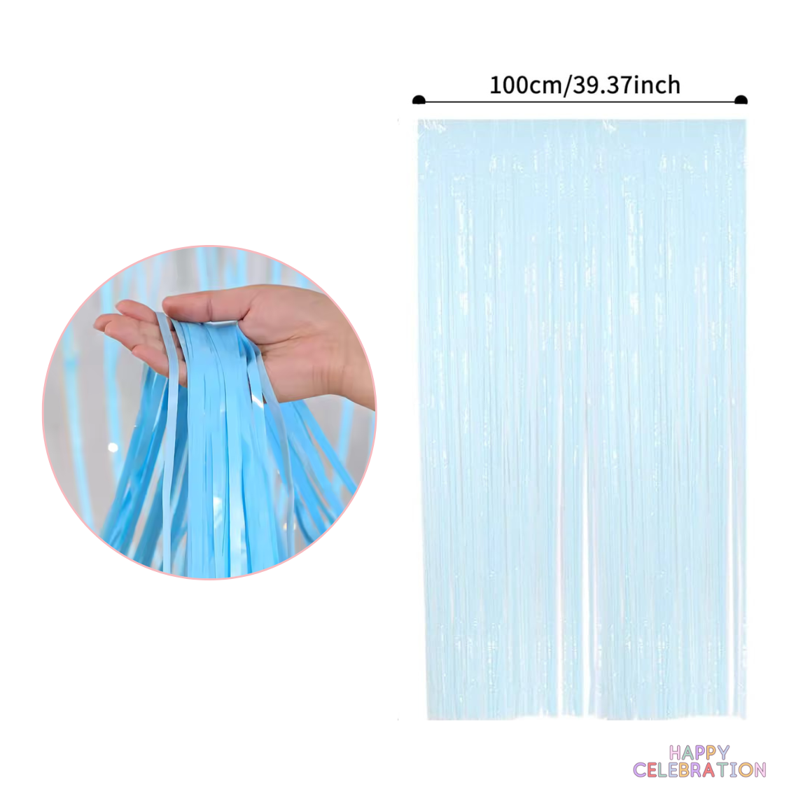 RIDEAU DE FÊTE À FRANGES COULEUR BLEU PASTEL (Copie)