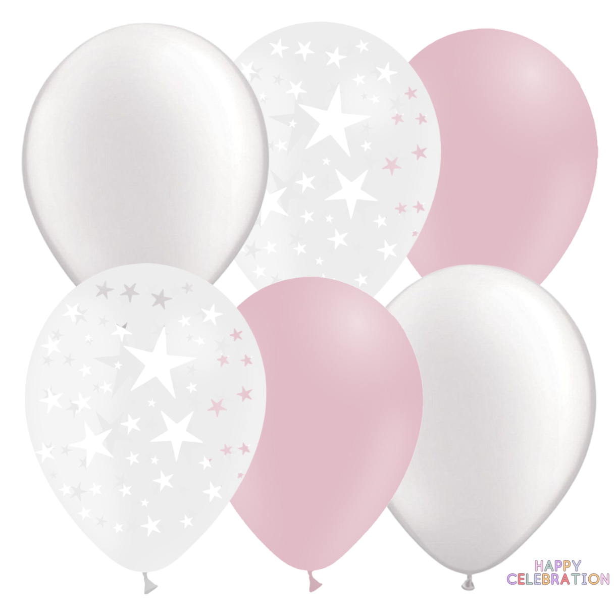 MIX DE BALLONS EN LATEX THÈMATIQUE ROSE (LOT DE 12)