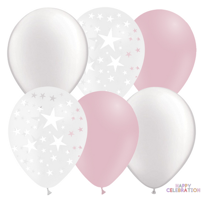 MIX DE BALLONS EN LATEX THÈMATIQUE ROSE (LOT DE 12)