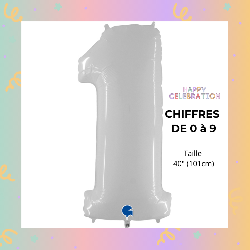 BALLON CHIFFRE BLANC 40(101cm)
