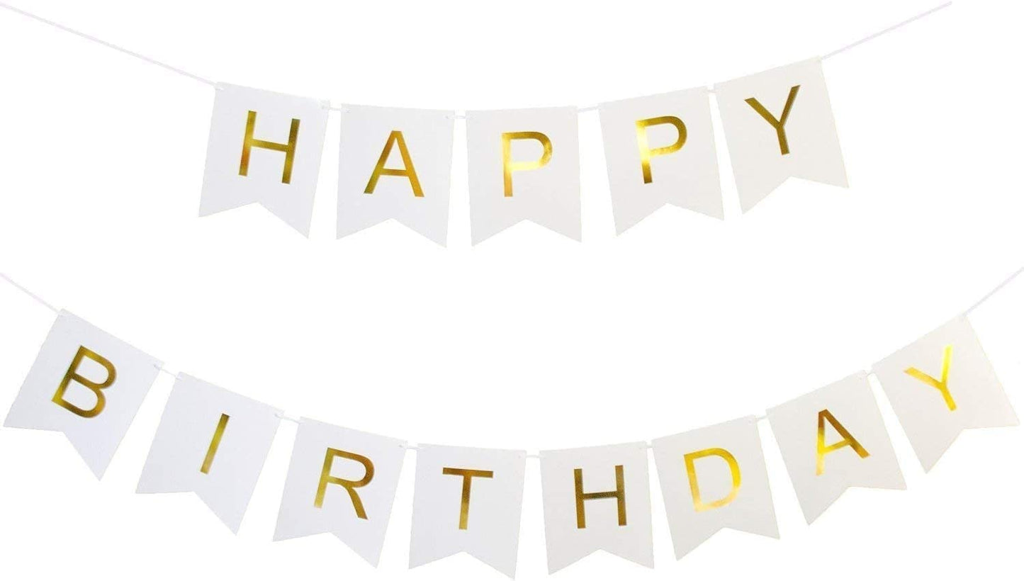 BANNIÈRE D'ANNIVERSAIRE OR ET BLANC