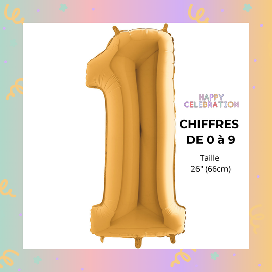 BALLON CHIFFRE DORÉ 26" (66 cm)