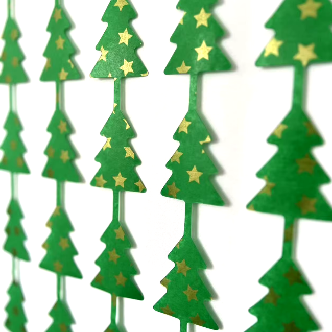 RIDEAU DE NOËL AVEC MOTIF SAPIN EN VERT