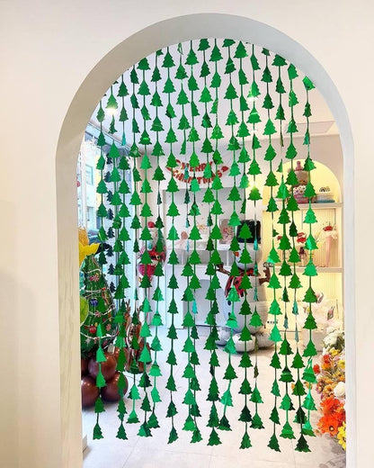RIDEAU DE NOËL AVEC MOTIF SAPIN EN VERT